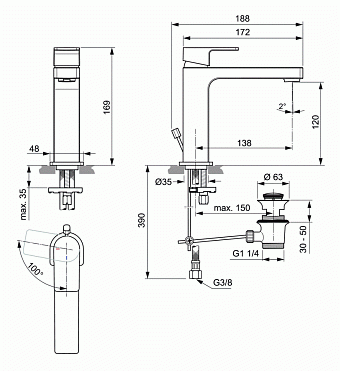 Смеситель для раковины IDEAL STANDARD EDGE A7107AA хром