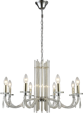 Люстра подвесная CRYSTAL LUX AURELIO AURELIO SP8 GOLD+CHROME/TRANSPARENT 480Вт 8 лампочек E14