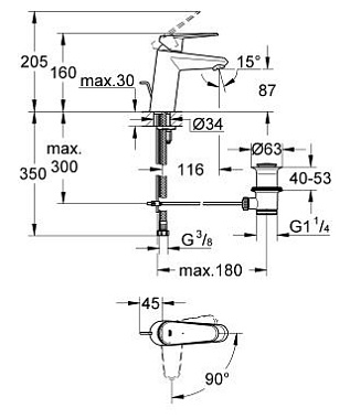 Смеситель для раковины GROHE Eurodisc Cosmopolitan 2338420E хром
