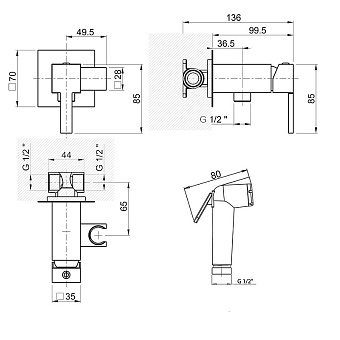 Смеситель для душа Paini Kampana 53CR442QRU_ABS хром
