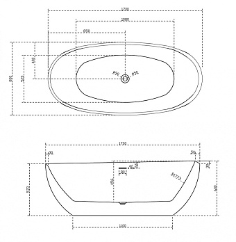 Ванна акриловая Abber AB9285 170х80см отдельностоящая