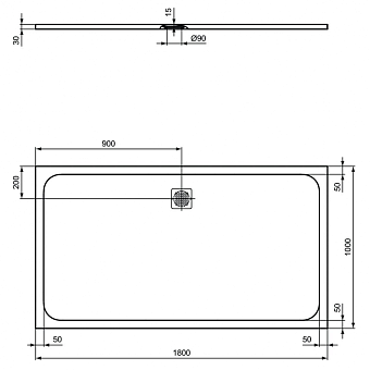 Душевой поддон IDEAL STANDARD ULTRAFLAT S K8320FT 100х180см