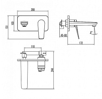 Смеситель для раковины LEMARK Bronx LM3726BL чёрный