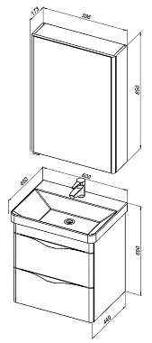 Шкаф зеркальный AQUANET Орлеан 183076 17х59,6х85см с подсветкой