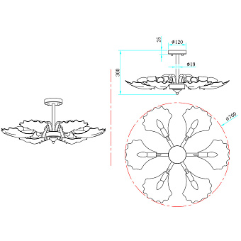 Люстра потолочная Stilfort Muschel 2153/05/06P 40Вт 6 лампочек E14