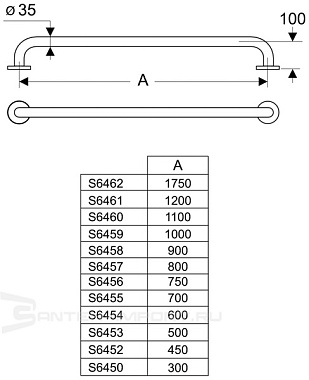 Поручень для ванной IDEAL STANDARD CONTOUR S6461AC 10см белый