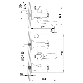 Смеситель для ванны LEMARK Partner LM6542C хром