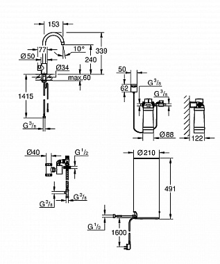 Смеситель для кухни GROHE Red II Mono 30080001 высокий излив хром