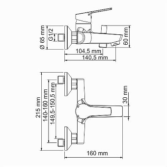 Смеситель для ванны WASSERKRAFT Rhin 4401 хром
