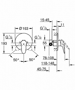 Смеситель для душа GROHE Eurostyle 23725003 хром