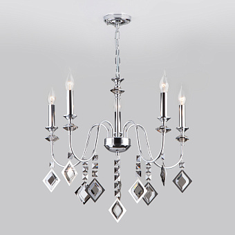 Светильник подвесной Eurosvet Telao 10120/5 хром/дымчатый хрусталь Strotskis Smart 60Вт E14