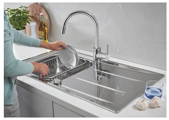 Мойка кухонная GROHE K400 31570SD0 86х50см сталь/хром