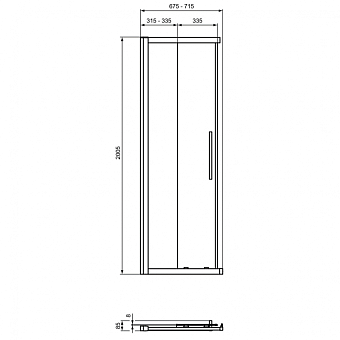 Душевая дверь IDEAL STANDARD Ideal Standard i.life T4854EO 200,5х70см стекло прозрачное