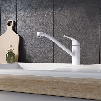 Смеситель для кухни MILARDO Meal M02WTR0M05 поворотный излив белый матовый