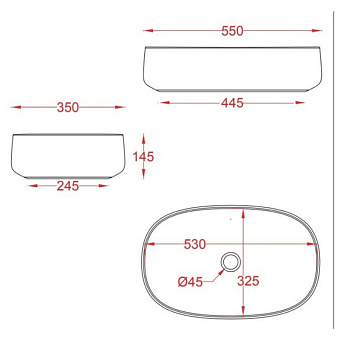 Раковина накладная ArtCeram COGNAC COL003 49 00 35х55см