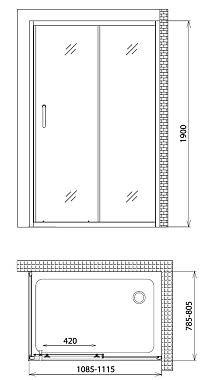 Угловое ограждение Gemy Victoria S30191D-A80 190х80см стекло прозрачное