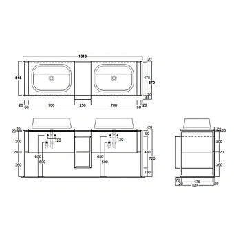 Тумба под раковину напольная SIMAS Frame FM2 темн дуб 57х181х72см