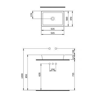 Раковина накладная BERGES Ego SL 181029 54,8х37,2см