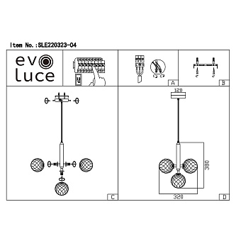 Светильник подвесной Evoluce SALERNO SLE220323-04 20Вт G9