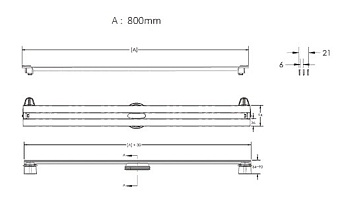 Щелевой душевой трап BERGES SUPER Slim 95154 83х31,2см боковой сток
