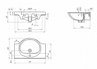 Раковина накладная CERSANIT ERICA S-UM-ERI80/1-w 79,5х50см