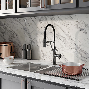 Смеситель для кухни IDDIS Grange GRAGMFLi05 поворотный излив графитовый