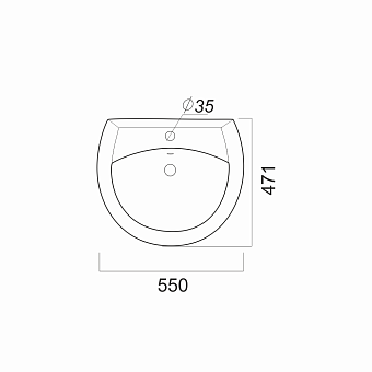 Раковина подвесная SANITA LUXE Аттика ATC55SAWB01 55х47,1см