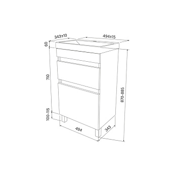 Тумба под раковину напольная IDDIS Zodiac ZOD5CBFi95 34х49,4х82,3см