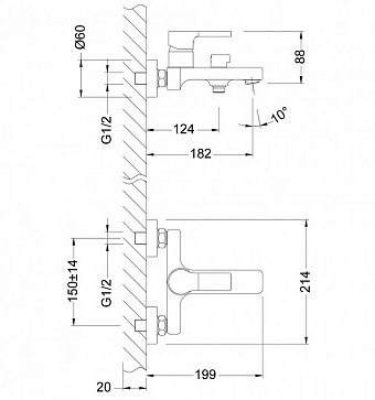 Смеситель для ванны LEMARK Aura LM0614C хром