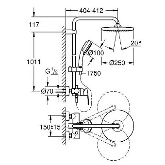 Душевая система GROHE Tempesta Cosmopolitan System 250 26673000 хром