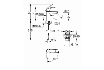 Смеситель для раковины GROHE Eurosmart 23924003 хром
