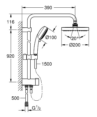Душевой гарнитур GROHE New Tempesta Cosmopolitan 26453001 хром