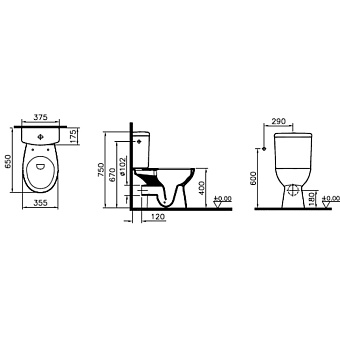 Унитаз напольный VITRA S10 9864B003-7201 безободковый с микролифтом