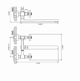 Смеситель для ванны Maxonor MN2124 хром