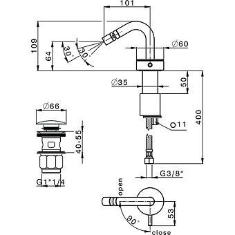 Смеситель для биде Cisal Slim SM0015506T хром