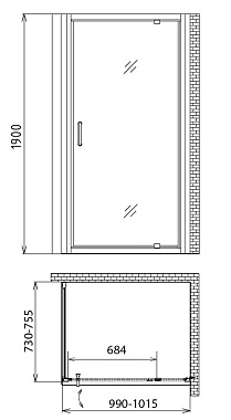Угловое ограждение Gemy Sunny Bay S28160-A75 190х75см стекло прозрачное
