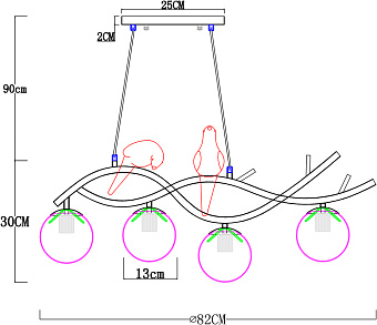 Светильник подвесной Arte Lamp ELTANIN A3422SP-4GO 60Вт E14