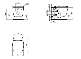 Унитаз подвесной IDEAL STANDARD DEA T348701 безободковый без микролифта