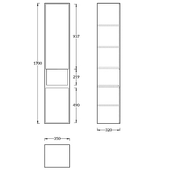 Пенал подвесной KERAMA MARAZZI Plaza Modern PLB.M.170\WHT 32х35х170см белый/дуб орегон