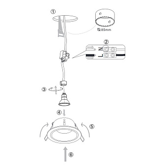 Светильник точечный встраиваемый Maytoni Yin DL030-2-01B 50Вт GU10