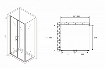 Угловое ограждение Abber Sonnenstrand AG04100C-S70 195х70см стекло прозрачное