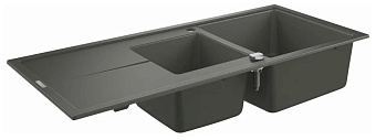 Мойка кухонная GROHE K400 31643AT0 116х50см Серый гранит