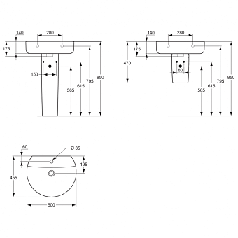 Раковина подвесная IDEAL STANDARD CONNECT E786401 55х45,5см