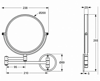 Косметическое зеркало IDEAL STANDARD IOM A9111AA 25,7х23,8см хром с увеличением
