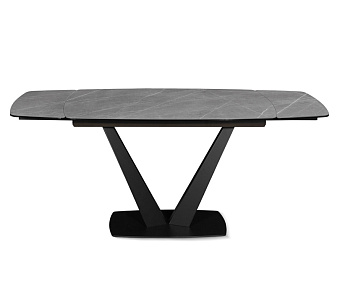 Кухонный стол раскладной AERO 89х140х76см закаленное стекло/керамика/сталь Pietra Grey