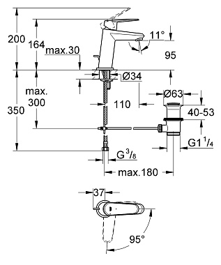 Смеситель для раковины GROHE Eurodisc Cosmopolitan 2338920E хром