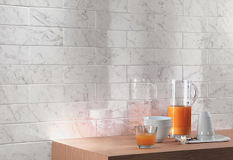 Настенная плитка Atlas Concord Италия Brick Atelier AZA2 Brick Carrara 8х31,5см 0,504кв.м. глянцевая
