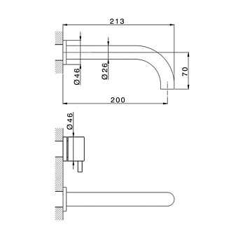 Смеситель для раковины Cisal Less New LN01351040 чёрный (матовый)