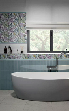 Бордюр KERAMA MARAZZI Бела-Виста SPA046R голубой светлый матовый обрезной 2,5х30см 0,007кв.м.