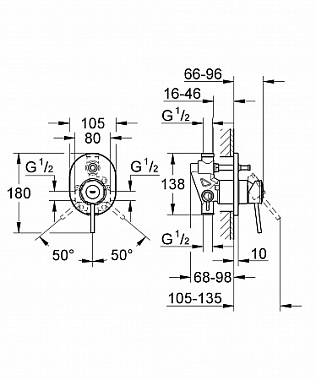 Смеситель для ванны GROHE BauClassic 29047000 хром